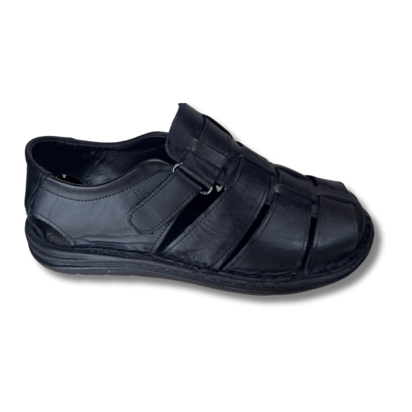 COMFORT Siyah Hakiki Deri Erkek Sandalet Ayakkabı