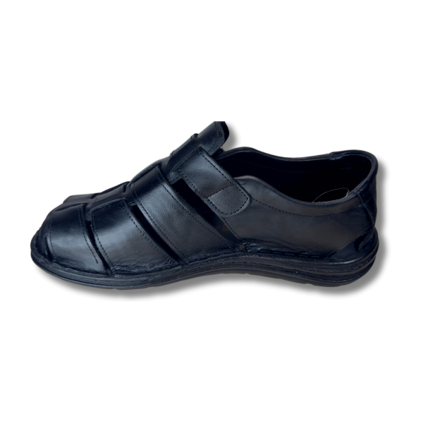 COMFORT Siyah Hakiki Deri Erkek Sandalet Ayakkabı