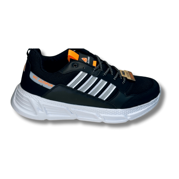 MC Jamper 2213 Siyah Beyaz Oranj Hafızalı İç Tabanlı Bağcıklı Erkek Spor Ayakkabı