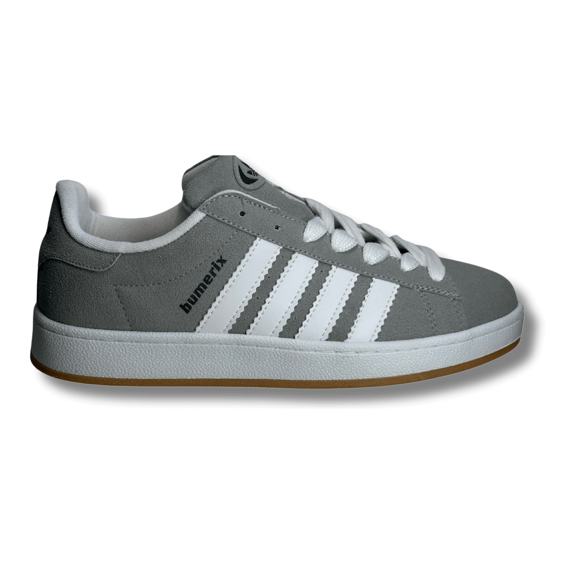 BUMERİX Gri Beyaz Şeritli Erkek Sneaker Spor Ayakkabı