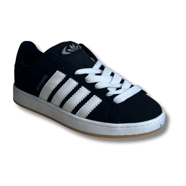 BUMERİX Siyah Beyaz Şeritli Erkek Sneaker Spor Ayakkabı